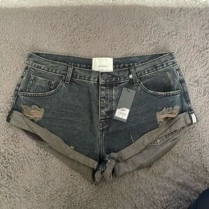 One Teaspoon Black Distressed Jean Shorts , 31, NWT